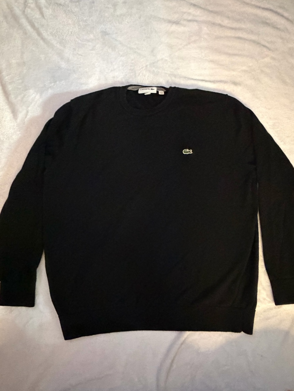 Lacoste Men's Black Crewneck with Green Crocodile Logo